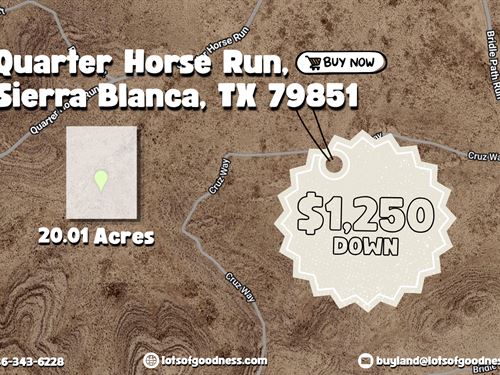 Over 20 Acre Quarter Horse Run : Sierra Blanca : Hudspeth County : Texas