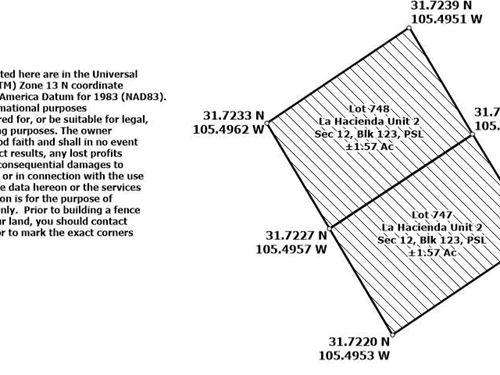 LA Hacienda Estates Subdivision : Cornudas : Hudspeth County : Texas