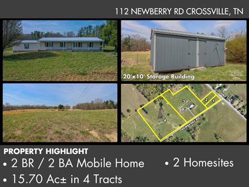2 BR / 2 BA Mobile Home on 15.70 Ac : Crossville : Cumberland County : Tennessee
