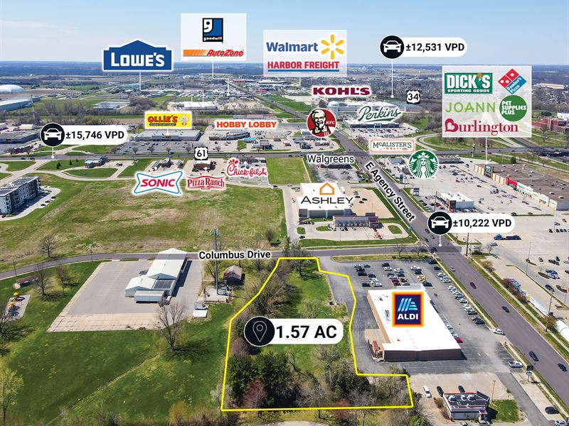 $1 Auction, 1.5 Acre Aldi Outparcel : Burlington : Des Moines County : Iowa