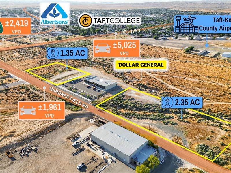 $1 Auction 3.7 Acres, 2 Parcels : Taft : Kern County : California